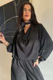 Drape Cowl Blouse Black /9=